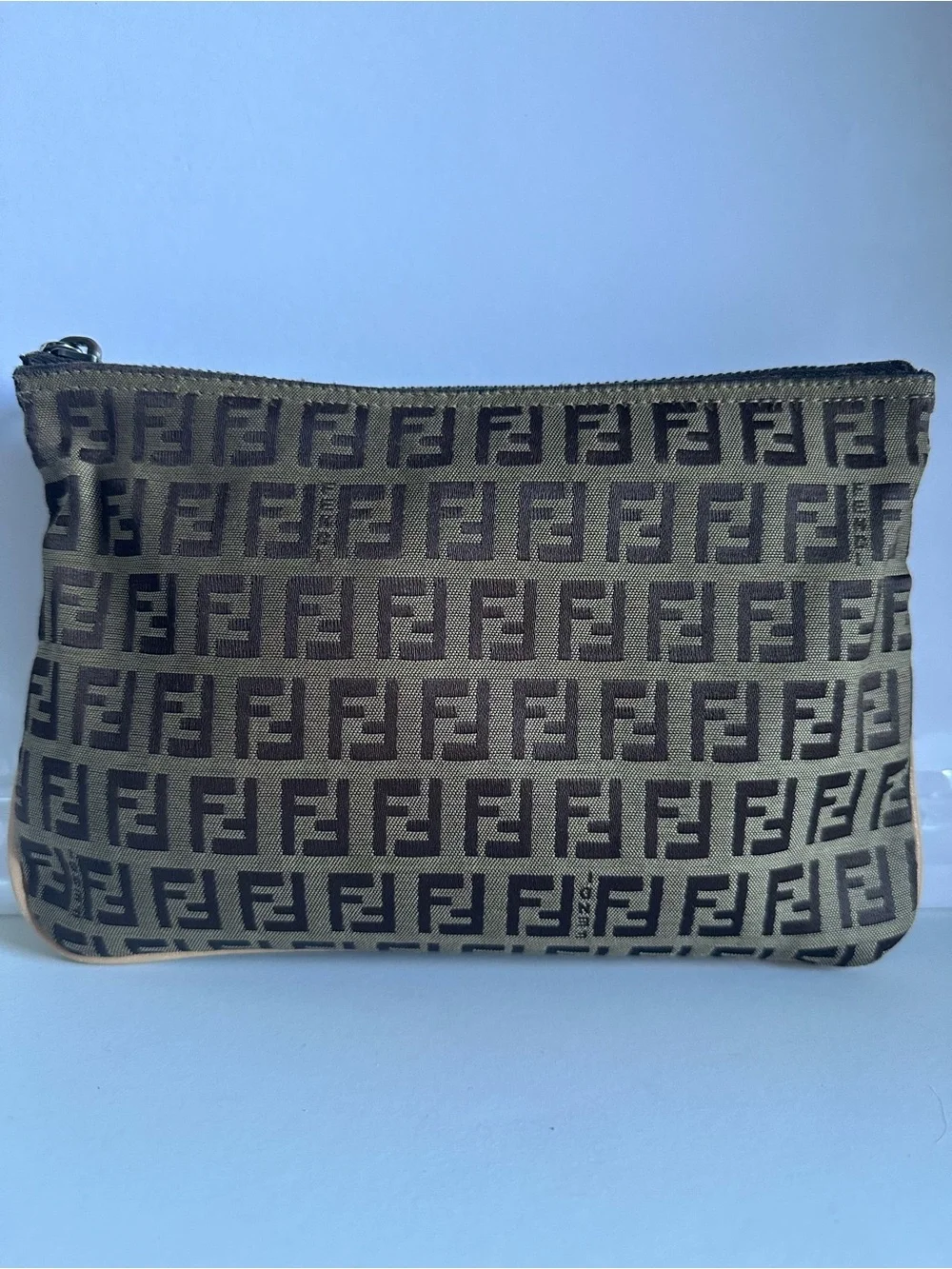 Fendi Vintage Zucca FF Monogram Canvas Flat Pouch Clutch Bag